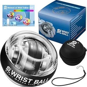 Wrist Training Ball, self-Starting gyro Forearm Exerciser Power Ball and Finger Slide Combination Pack for strengthening arms, Fingers, Bones and Muscles.(Black Without LED Light