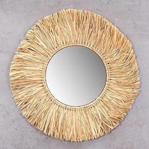 Wall Mirror Seagrass Diameter 45 cm Round Hallway Mirror Wall Decoration Boho Decoration Natural Decoration Boho Style