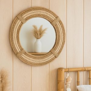 Jute Rope Round Wall Mirror  25cm
