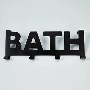 The Door Hook Hanger with 4 Hooks, Towel Rack for Bathroom Door, Decorative Metal Bath Hanger for Coat Robe Bag, Heavy Duty Hanging Organizer for Bedroom Kitchen