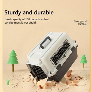 Approved Pet Kennel Shipping Animal Travel Transport Cage Crates Carry Dog Cat Car Box Carrier 34*36*50cm