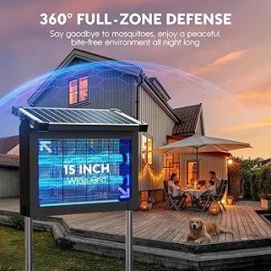 lar-powered outdoor insect killer, waterproof solar-powered mosquito zapper, 4500V electric insect killer for indoor use with smart light sensor,
10 wat
