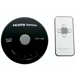 4HDMI inputs 1 HDMI output
Gold plated connectorCompliant with HDMI cts1.3cSignaling rates up to 340mhz (10.2gbps)Solution for having limited HDMI input on TVPlug and play installation
