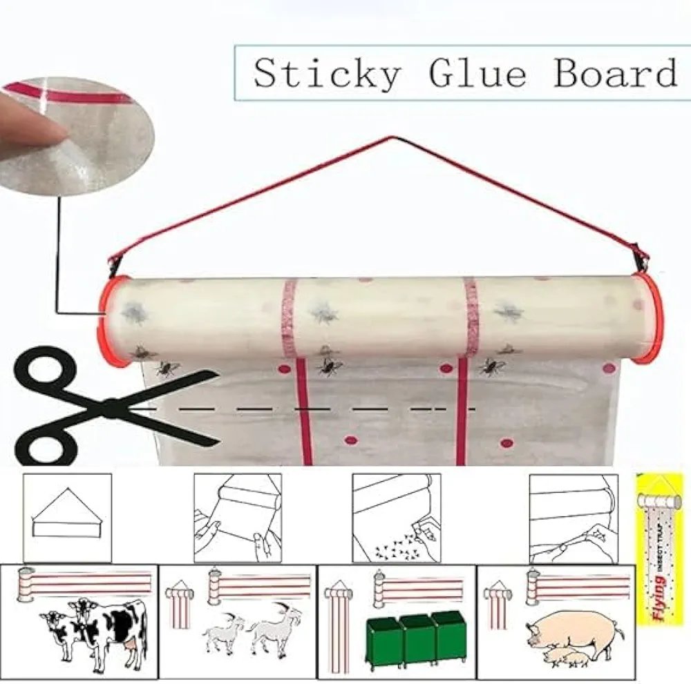 Large Fly Trap Roll - Glue Sticker for Flying Insects, Eco-Friendly Pest Control Solution for Indoor and Outdoor Use, Sticky Paper Strips for Mosquitoes, Gnats, and Fruit Flies, Insect-Free Home 22cm*6m - Image 4