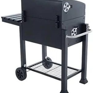 Charcoal Grill, Steel, Gray, Portable with Wheels, Hanging Hooks and Bottle Opener, for Garden, Patio, Outdoors, Summer Parties, Cooking and Barbecuing for Family and Friends
