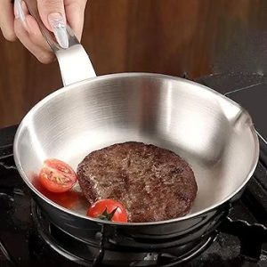 Stainless Steel Frying Pan Flat Bottom Skillet for Home