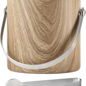Ice Bucket with Lid and Tong Champagne Bucket for BBQ Home Family Gatherings  Wood Grain
