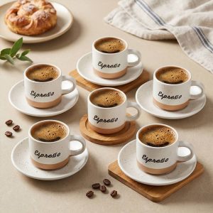 Porcelain coffee cup 6pcs plus dishes