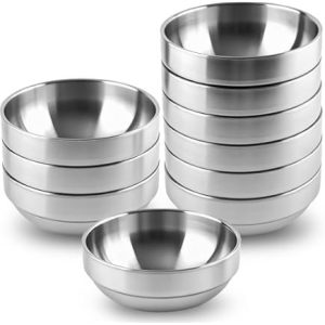 Stainless Steel Bowls  Inches Metal Double Walled Small Insulated Metal Mixing Snack Bowls for Toddlers Dinner Cereal, Noodles, Ice Cream