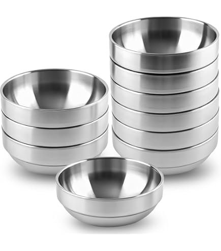 Stainless Steel Bowls Inches Metal Double Walled Small Insulated Metal Mixing Snack Bowls for Toddlers Dinner Cereal, Noodles, Ice Cream