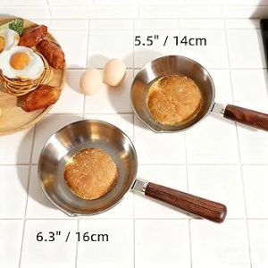 Inch Mini Egg Pan for 1-2 Eggs Stainless Steel Small Omelette Pan with Wooden Handle and lid