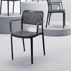 Rattan Back Chair With Arms