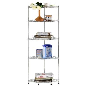 stand 5 Tiers Livingroom Storage Wire Metal Corner Shelf Rack Unit 155*30*cm