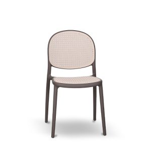 OUTDOOR STACKABLE DINING plastic chairs  brown
