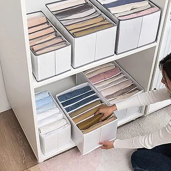 7 Grid Washable Wardrobe Clothes Organizer Foldable Easy To Clean Save Space Closet Organizers and Storage Baskets Drawer Divider Box For Pants Jeans t Shirts Dress Scarf Leggings (Gray 1 PC - Image 3