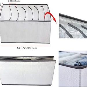 7 Grid Washable Wardrobe Clothes Organizer Foldable Easy To Clean Save Space Closet Organizers and Storage Baskets Drawer Divider Box For Pants Jeans t Shirts Dress Scarf Leggings (Gray 1 PC