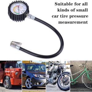Generic Tire Pressure Gauge 220 PSI 16 Bar with 38cm(15'') Flexible Air Hose, Digital Pressure Gauge for Car, Motorcycle, Car Tire Measuring