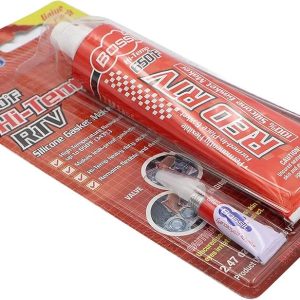 High Temp 700°F 100% Silicone Gasket Maker, RTV Red, Heavy Duty and Permanently Flexible, 2.5 oz, 70g