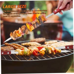 3pcs Flat Stainless Steel BBQ Skewers  Metal Grilling Kabob Sticks for Outdoor Barbecue Roasting