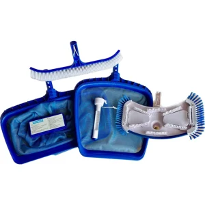 Living Pool Cleaning Kit, Blue, 4Piece Set with  detachable aluminum 280 cm handle