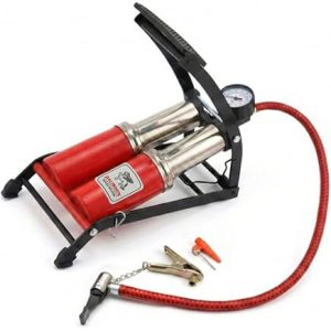 Double piston foot pump for tires, balls, mattresses, inflatable toys | max. 7 bar