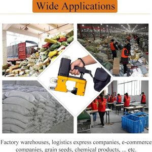 Portable cordless bag sealing machine with lithium battery, industrial bag sealing and closing machine for sealing kraft paper woven bags.