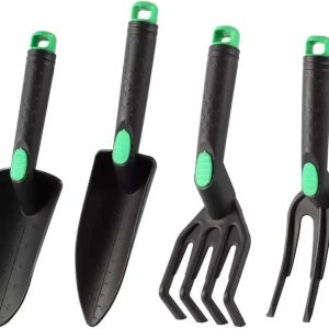 Garden tool set, 4-piece heavy-duty gardening tool set, ergonomic handheld garden tools, portable gardening tool set plastic
