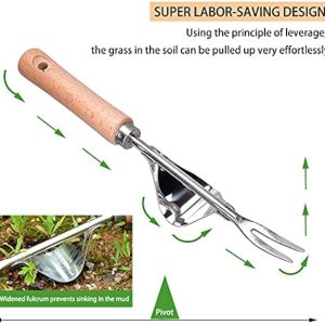 Weed Cutter with Handle Weed Weed Garden Hand Weeder with Wooden Handle Manual Weeding Garden Tools for Digging, Weeding, Loosening, Gift for Gardeners