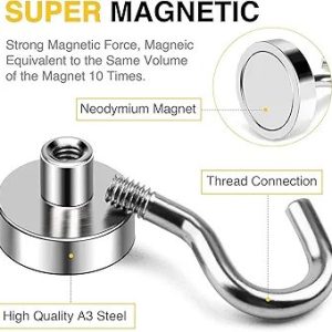 Heavy Duty Magnetic Hooks, Strong Neodymium Magnet Hook for Home, Kitchen, Workplace, Office and Garage, Pack of 1pc