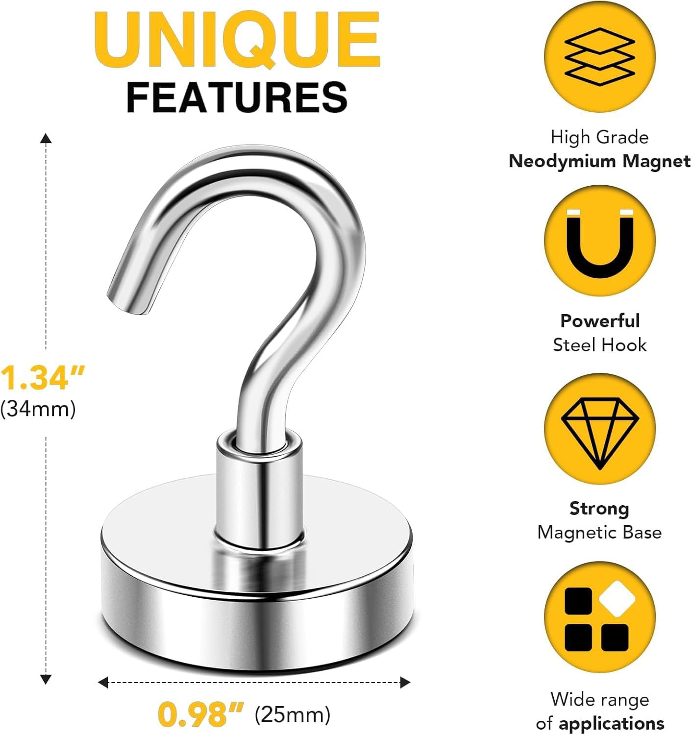 Heavy Duty Magnetic Hooks, Strong Neodymium Magnet Hook for Home, Kitchen, Workplace, Office and Garage, Pack of 1pc - Image 5