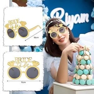 Bride To Be Glasses, Bachelorette Party Glasses, Bachelorette Party Decorations Items, Bride To Be Goggles For Wedding Selfie- Gold Double Diamond Bride