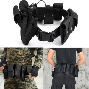 Police Belt Police Guard Tactical Belt Security Belt System Utility Kit Law Enforcement Modular Equipment With 9 Components Pouches