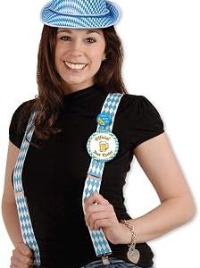 1pc  of Oktoberfest Theme Suspenders in package Adult sized; Blue