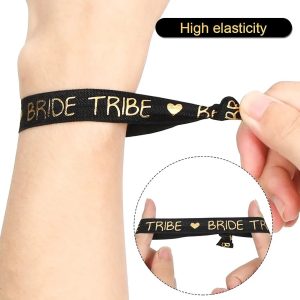 Bracelets, Team Bride Bracelets, Black Gold Team Bride Bracelets, 6x Set JGA Bracelet, Team Bride Wristband, 1 Bride, 5 Team Bride for Hen Party