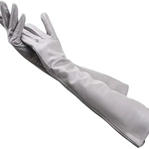 Satin Gloves in Silver Color 43 cm