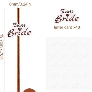 10PCS Team Bride Straws, Rose Gold Straw Bride Straws Bachelorette Party Straws Hen Party Straws for Wedding Bridal/Bride Celebrations and Party Supplies