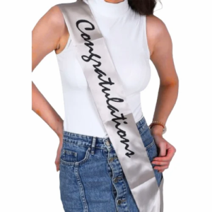 satin congratulations  white sash