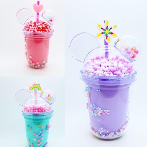 350 ML mini plastic cup with straw