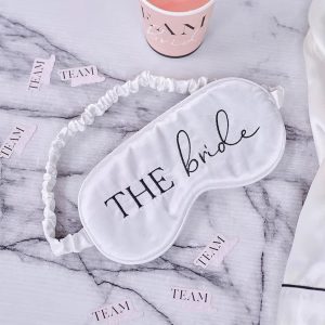 Ginger Ray The Bride Hen Night and Wedding Eye Mask for Sleeping, White Satin, 10 cm x 20 cm Size