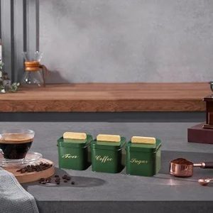 Countertop Storage Containers, Coffee, Tea, Sugar, Simple and Modern Rustic Jars with Lids, Storage Containers, Green

 1pc 10*10cm