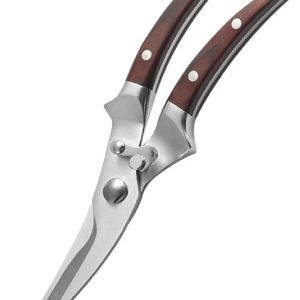 Stainless Steel Chicken Bone Scissors, Steel Handle, Kitchen Scissors, Chicken, Goose, Fishing Scissors, All Steel Scissors, Chicken Clippers, Food Clippers Wood 24cm