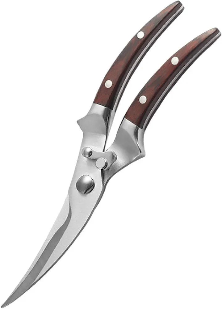 Stainless Steel Chicken Bone Scissors, Steel Handle, Kitchen Scissors, Chicken, Goose, Fishing Scissors, All Steel Scissors, Chicken Clippers, Food Clippers Wood 24cm