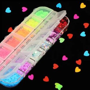 12 Pack 3mm Heart Nail Art Sequin