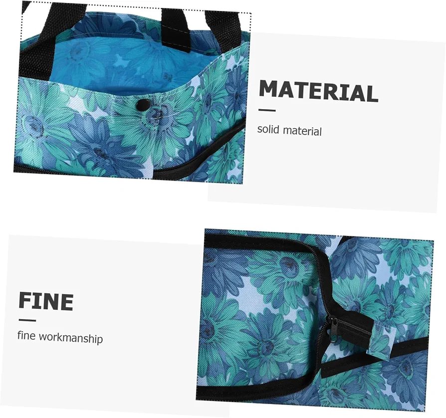 Foldable Shopping Cart with Wheels, Portable Wheeled Tote Bag with Pull Handle, Floral Pattern Grocery Trolley Bag for Supermarket and Travel Use color random - Image 4