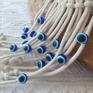 Metal, Fur Handmade Woven Turkish Blue Evil Eye Macrame Wall Hanging Tapestry Dream Catcher for Car Home Decor | Window Hanging Hand