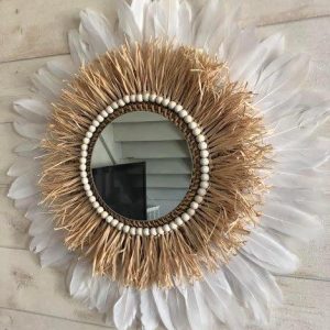 Natural raffia mirror from Gilivaris Home, Moroccan-style decorative wall 50*14cm