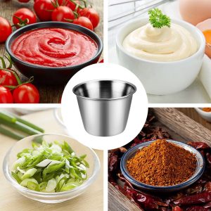 Stainless Steel Sauce Cup with Lid, Condiment Container for Dips and Dressings, Dishwasher-Safe Mini Bowl for Kitchen or Outdoor BBQ