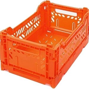 Collapsible Storage Bin Container Basket Tote, Folding Basket Crate Container : Storage, Kitchen, Houseware Utility Basket Tote Crate Mini-Box (Orange)14.5*30*40cm