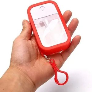 Portable Card Spray Bottle, 38ML Refillable Perfume Bottle Portable Moisturizing Sprayer Box with Hook, Empty for Alcohol Hand Sanitizer Fragrance (1 pcs Refillable Bottle)