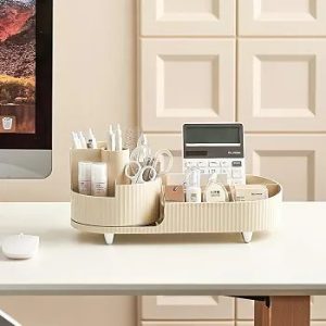 Makeup Storage Box Rotating Pen Holder Dresser Desktop Large Capacity Makeup Brush Lipstick Eyeshadow Powder Puff Shelf